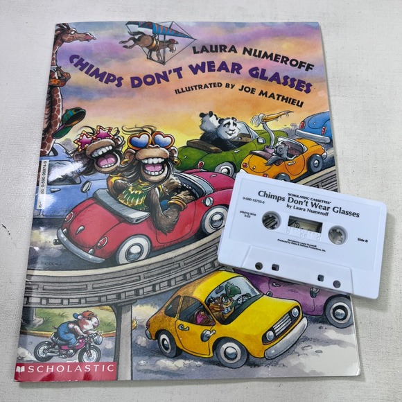 Scholastic Other - Chimps Don't Wear Glasses Laura Numeroff Scholastic Book & Cassette Tape 1997